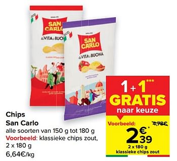 Promoties Klassieke chips zout - San Carlo - Geldig van 25/05/2022 tot 06/06/2022 bij Carrefour