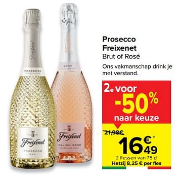 Promoties Prosecco freixenet brut of rosé - Schuimwijnen - Geldig van 25/05/2022 tot 06/06/2022 bij Carrefour
