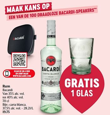Promoties Rum bacardi carta blanca - Bacardi - Geldig van 26/05/2022 tot 01/06/2022 bij Delhaize