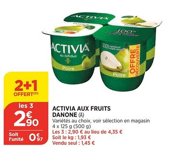 Promoties Activia aux fruits danone - Danone - Geldig van 25/05/2022 tot 30/05/2022 bij Bi1
