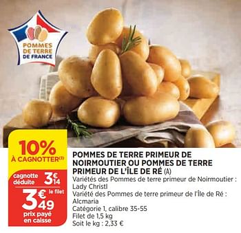 Promotions Pommes de terre primeur de noirmoutier ou pommes de terre primeur de l’île de ré - Produit Maison - Bi1 - Valide de 25/05/2022 à 30/05/2022 chez Bi1