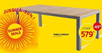Promotions Table limoux - Produit maison - Brico - Valide de 25/05/2022 à 13/06/2022 chez Brico
