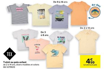 Promotions T-shirt ou polo enfant - Tex - Valide de 25/05/2022 à 06/06/2022 chez Carrefour