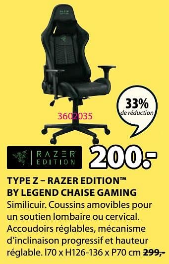 Legend Type z - razer edition by legend chaise gaming - En promotion chez  Jysk
