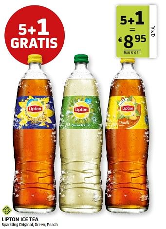 Promoties Lipton ice tea sparkling original, green, peach - Lipton - Geldig van 03/06/2022 tot 16/06/2022 bij BelBev