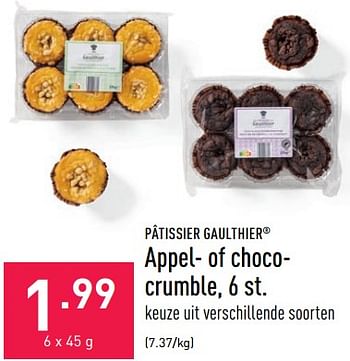 Promoties Appel- of chococrumble - Patissier Gaulthier - Geldig van 03/06/2022 tot 10/06/2022 bij Aldi