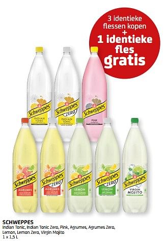 Promoties Schweppes 3 identieke flessen kopen + 1 identieke fles gratis - Schweppes - Geldig van 03/06/2022 tot 16/06/2022 bij BelBev