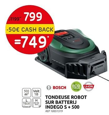 Promoties Bosch tondeuse robot sur batterij indego s + 500 - Bosch - Geldig van 25/05/2022 tot 13/06/2022 bij Brico