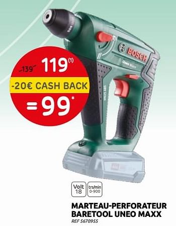 Promotions Bosch marteau-perforateur baretool uneo maxx - Bosch - Valide de 25/05/2022 à 13/06/2022 chez Brico