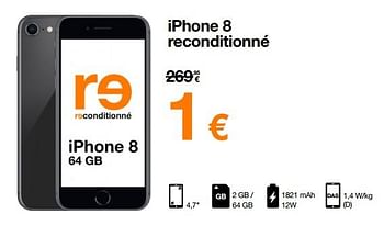 Promotions Apple iphone 8 reconditionné - Apple - Valide de 23/05/2022 à 31/05/2022 chez Orange