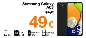 Promotions Samsung galaxy a03 - Samsung - Valide de 23/05/2022 à 31/05/2022 chez Orange