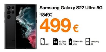 Promotions Samsung galaxy s22 ultra 5g - Samsung - Valide de 23/05/2022 à 31/05/2022 chez Orange