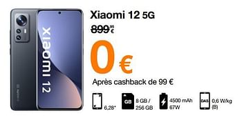 Promotions Xiaomi 12 5g - Xiaomi - Valide de 23/05/2022 à 31/05/2022 chez Orange