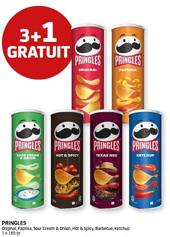 Promotions Pringles 3+1 gratuit - Pringles - Valide de 03/06/2022 à 16/06/2022 chez BelBev