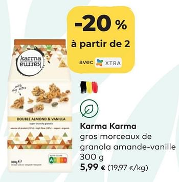 Promotions Karma karma gros morceaux de granola amande-vanille - Karma Karma - Valide de 25/05/2022 à 21/06/2022 chez Bioplanet
