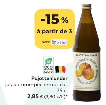 Promotions Pajottenlander jus pomme-pêche-abricot - Pajottenlander - Valide de 25/05/2022 à 21/06/2022 chez Bioplanet