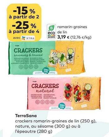 Promotions Terrasana crackers romarin-graines eco de lin - Terrasana - Valide de 25/05/2022 à 21/06/2022 chez Bioplanet