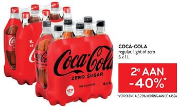 Promoties Coca-cola regular, light of zero 2e aan -40% - Coca Cola - Geldig van 01/06/2022 tot 14/06/2022 bij Alvo