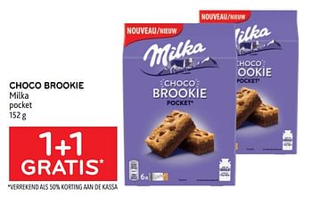 Promoties Choco brookie milka 1+1 gratis - Milka - Geldig van 01/06/2022 tot 14/06/2022 bij Alvo