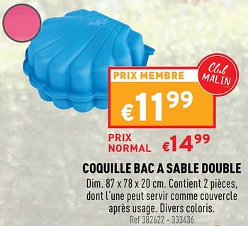 Promoties Coquille bac a sable double - Huismerk - Trafic  - Geldig van 08/06/2022 tot 13/06/2022 bij Trafic