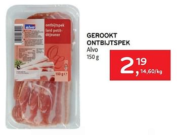 Promoties Gerookt ontbijtspek alvo - Huismerk - Alvo - Geldig van 01/06/2022 tot 14/06/2022 bij Alvo