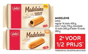 Promoties Madeleine lotus 2e voor 1-2 prijs - Lotus Bakeries - Geldig van 01/06/2022 tot 14/06/2022 bij Alvo