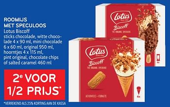 Promoties Roomijs met speculoos lotus biscoff 2e voor 1-2 prijs - Lotus Bakeries - Geldig van 01/06/2022 tot 14/06/2022 bij Alvo