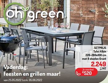 Promoties Tafel albin met 8 stoelen grant - Huismerk - Oh'Green - Geldig van 25/05/2022 tot 05/06/2022 bij Oh'Green