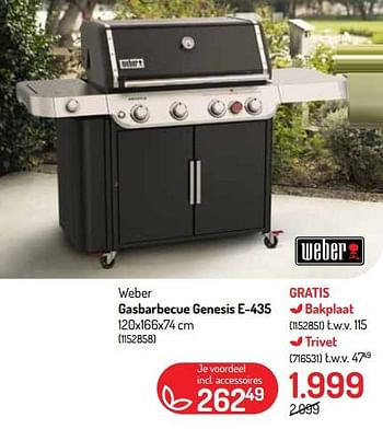 Promoties Weber gasbarbecue genesis e-435 - Weber - Geldig van 25/05/2022 tot 05/06/2022 bij Oh'Green