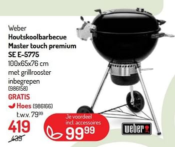Promoties Weber houtskoolbarbecue master touch premium se e-5775 - Weber - Geldig van 25/05/2022 tot 05/06/2022 bij Oh'Green