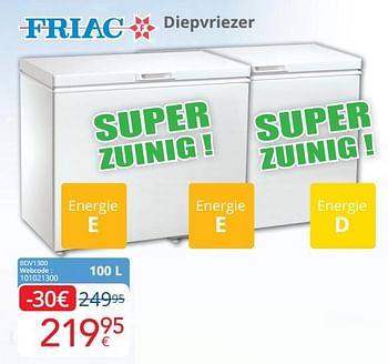 Promotions Friac diepvriezer bdv1300 - Friac - Valide de 01/06/2022 à 30/06/2022 chez Eldi