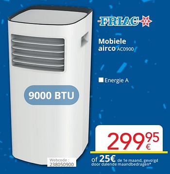 Promoties Friac mobiele airco ac0900 - Friac - Geldig van 01/06/2022 tot 30/06/2022 bij Eldi