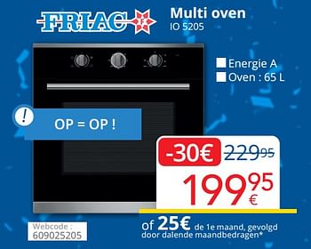 Promoties Friac multi oven io 5205 - Friac - Geldig van 01/06/2022 tot 30/06/2022 bij Eldi