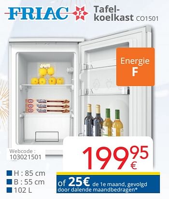 Promoties Friac tafel- koelkast co1501 - Friac - Geldig van 01/06/2022 tot 30/06/2022 bij Eldi
