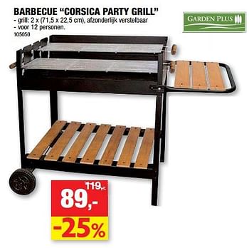 Promoties Barbecue corsica party grill - Garden Plus  - Geldig van 01/06/2022 tot 12/06/2022 bij Hubo