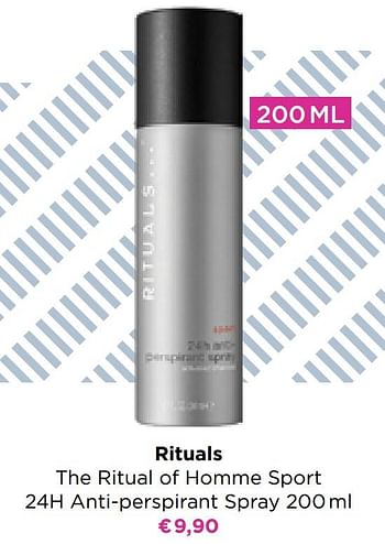 Promoties Rituals the ritual of homme sport 24h anti-perspirant spray - Rituals - Geldig van 30/05/2022 tot 12/06/2022 bij ICI PARIS XL