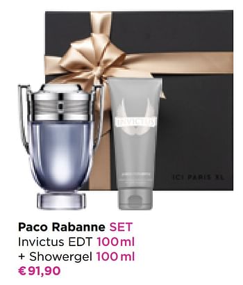 Promoties Paco rabanne set invictus edt + showergel - Paco Rabanne - Geldig van 30/05/2022 tot 12/06/2022 bij ICI PARIS XL