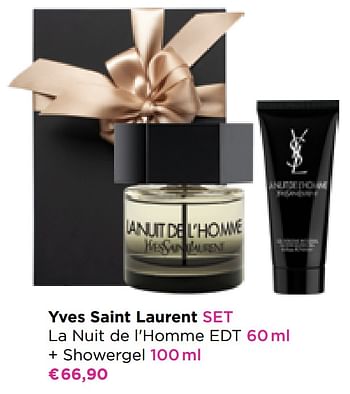 Promoties Yves saint laurent set la nuit de l`homme edt + showergel - Yves Saint Laurent - Geldig van 30/05/2022 tot 12/06/2022 bij ICI PARIS XL