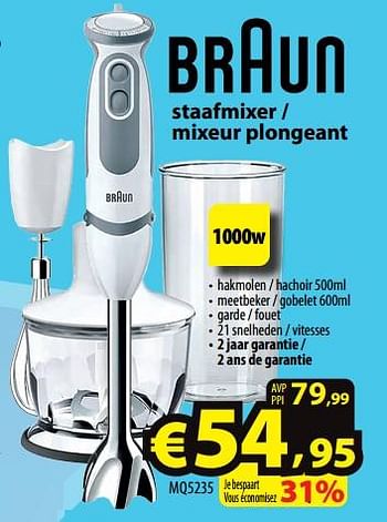 Promoties Braun staafmixer - mixeur plongeant mq5235 - Braun - Geldig van 01/06/2022 tot 08/06/2022 bij ElectroStock