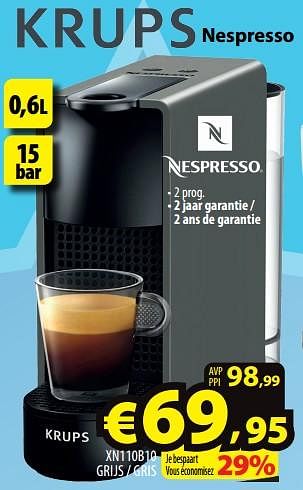 Promoties Krups nespresso xn110b10 grijs - gris - Krups - Geldig van 01/06/2022 tot 08/06/2022 bij ElectroStock