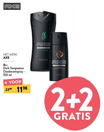 Promoties Dark temptation deodorantspray - Axe - Geldig van 01/06/2022 tot 28/06/2022 bij DI