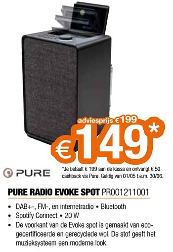 Promoties Pure radio evoke spot pr001211001 - Pure - Geldig van 20/05/2022 tot 30/06/2022 bij Expert