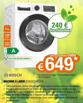 Promotions Bosch machine à laver bowgg24405fg - Bosch - Valide de 20/05/2022 à 30/06/2022 chez Expert