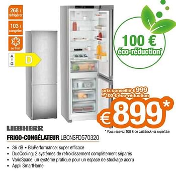 Promotions Liebherr frigo-congélateur lbcnsfd570320 - Liebherr - Valide de 20/05/2022 à 30/06/2022 chez Expert