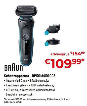 Promoties Braun scheerapparaat - bp50m4500cs - Braun - Geldig van 20/05/2022 tot 30/06/2022 bij Exellent
