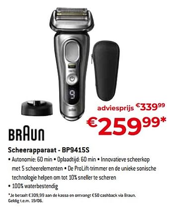 Promoties Braun scheerapparaat - bp9415s - Braun - Geldig van 20/05/2022 tot 30/06/2022 bij Exellent