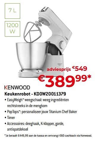 Promoties Kenwood keukenrobot - kd0w20011379 - Kenwood - Geldig van 20/05/2022 tot 30/06/2022 bij Exellent