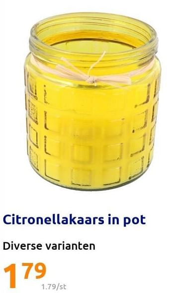 Promoties Citronellakaars in pot - Huismerk - Action - Geldig van 01/06/2022 tot 07/06/2022 bij Action
