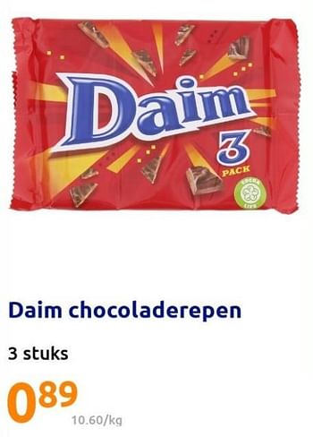 Promoties Daim chocoladerepen - Daim - Geldig van 01/06/2022 tot 07/06/2022 bij Action