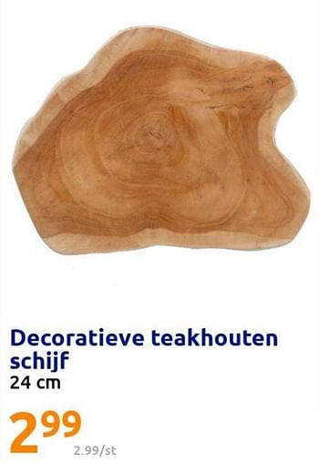 Promoties Decoratieve teakhouten schijf - Huismerk - Action - Geldig van 01/06/2022 tot 07/06/2022 bij Action